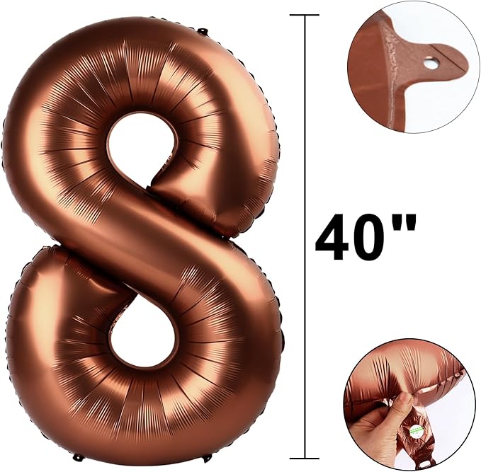 40 Inch Dark Brown Balloon Number 18,Chocolate Jumbo Mylar Foil Helium Balloon for 18th Digital Balloons for Birthday Party,Wedding Anniversary Party Decorations