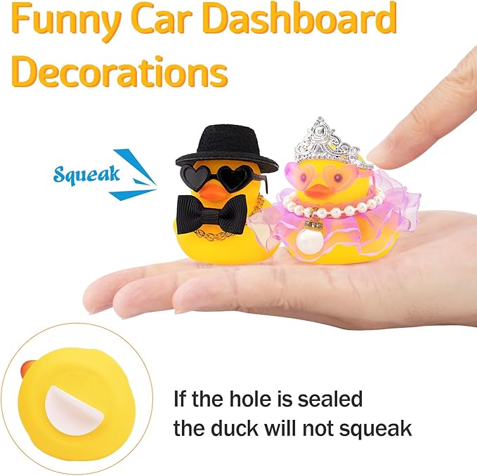 wonuu Pair Set of 2 Bride and Groom Rubber Ducks for Wedding Favors, Party Favors, Ceremony Gift Set, Marriage Souvenir, Marry Blessings, Aniversary Present, Purple Dress&Soft Top Hat