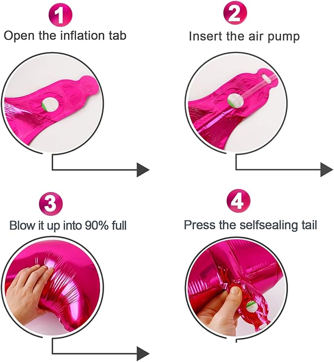 Hot Pink Number 4 Balloon 40 Inch, 4th Birthday Party Decorations for Children, Giant 4 Foil Balloon for Party Supplies