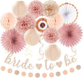 Blush-Pink Rose-Gold Bridal-Shower Party Decorations - 21pcs Bride to Be Sign Banner,Bachelorette Paper Lanterns Honeycomb,Wedding Streamers Garland,Fall Tissue Pom Poms Fans Decor Supplies Burgleda