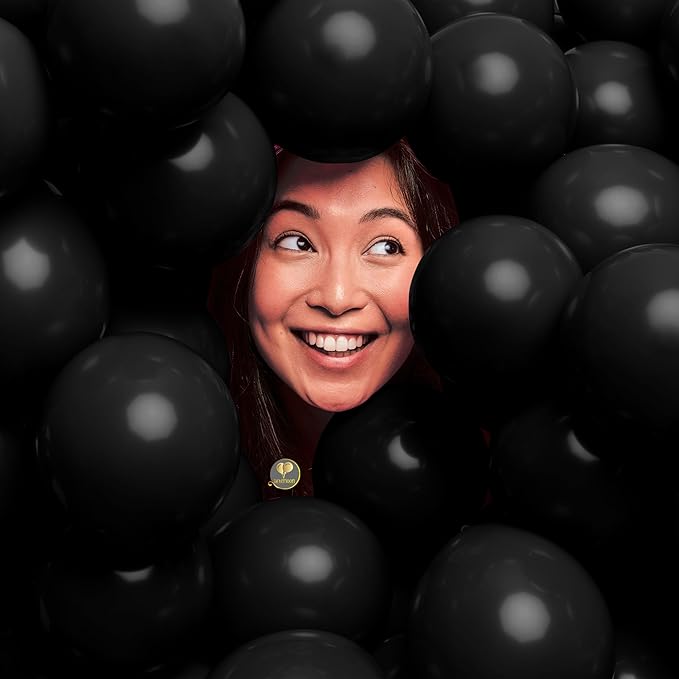 AFTERLOON® Biodegradable Mini Balloons 50 pcs Onyx Black 5 Inch, Matte Color Thickened Extra Strong Latex Helium Float, Baby Shower Gender Reveal Garland Arch Wedding Birthday Party Decorations