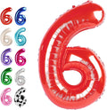 40 Inch Red Mylar Foil Number 6 Birthday Balloon, Digital Balloons for 6 16 Boy Girl Party Decorations Supplies, Big Helium Balloon Numbers for 26 36 46 60 Men Women Anniversary