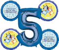 Anagram Bluey 5th Birthday Party Supplies 5pc Foil Balloon Bouquet