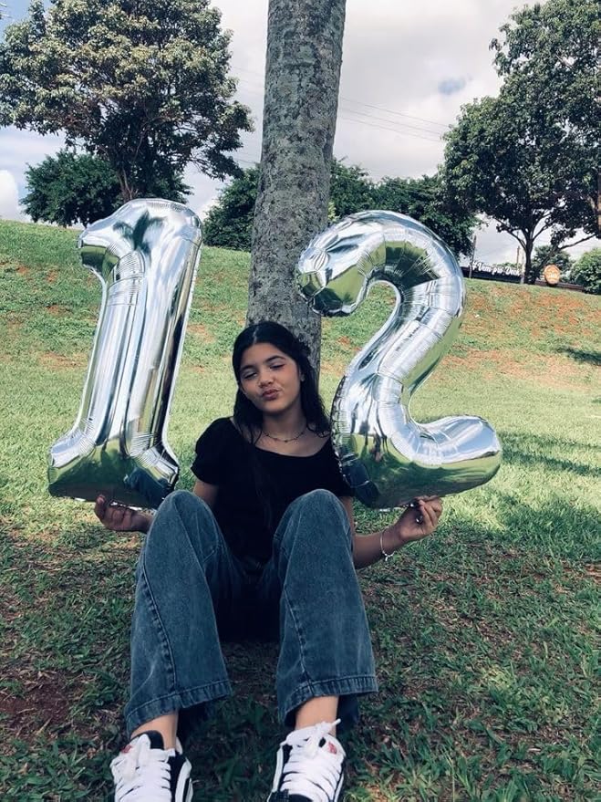 40 Inch Number 2 Balloon, Silver Balloons for Birthday Party Decoration, Foil Number 2 Ballon for 2, 12, 24, 25, 2026 Celebration, Graduation, Birthday, Baby Shower, Anniversary Decor