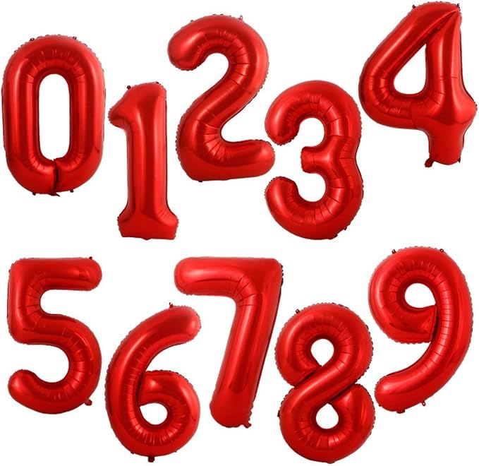 YPSelected 32 Inch Large Foil Helium Number Balloon Birthday Wedding Party 0-9 (Red, 9)