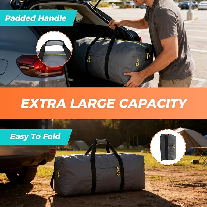 Uarition 100L Extra Large Duffle Bag for Travel, 3 In 1 Travel Duffel Bags for Men and Women, Foldable Duffle Backpack for Traveling, Grey