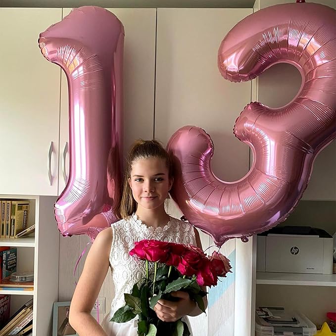 Pink 16 Balloon Number 40 Inch, Large Light Pink Number 16 Balloons, Macaron 16 Balloons Foil Helium 16 Birthday Balloons for Girls Women 16th or 61st Year Old Birthday Party Decorations Anniversary