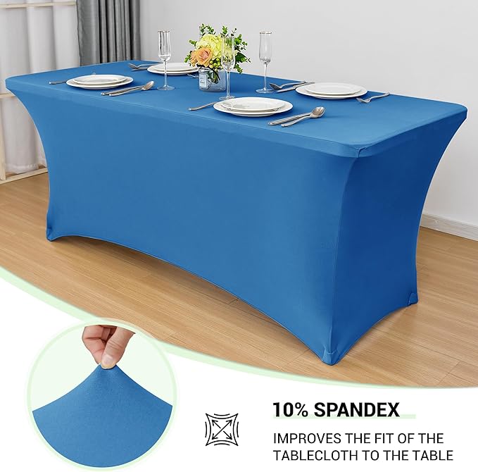 Obstal 6 Pack Stretch Spandex Table Covers for 6 Foot Tables - 6 FT Universal Rectangular Fitted Tablecloth Protector for Wedding, Banquet, Party (Aqua, 72 Length x 30 Width x 30 Height Inches)