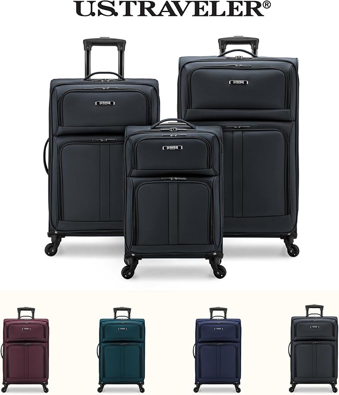U.S. Traveler Anzio Softside Expandable Luggage with Spinner Wheels, Dark Grey, 30-Inch Large