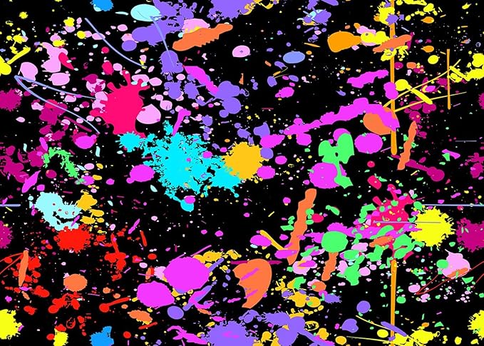 8X6FT Neon Glow Birthday Party Photography Backdrop Colorful Graffiti Splatter in The Dark Happy Birthday Background Retro Let's Dance Sleppover Party Decor Photo Booth Props CEM123C