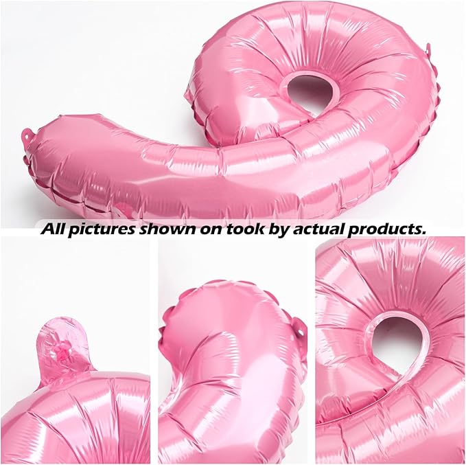 [10] 16" Number Pink Foil Balloons 0-9 set, Mylar Aluminum Hanging Numbers for Valentine's day Romance Mother's day Wedding Graduation Birthday Party Decorations Christmas New Year eve (10 Pcs)