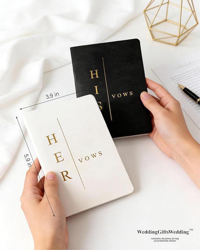 Vow Books His and Hers, Wedding Vow Books with Soft Touch Gold Foil Engraving, Wedding Essentials, Wedding Accessories