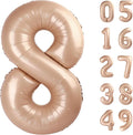 Light Brown Foil Number 8 Balloon 40 Inch, Helium Mylar Eight Number 8 18 28 38 48 58 80 88 Birthday Balloons, 8th Light Brown Women Men Wedding Anniversary, Graduations Party Supplies