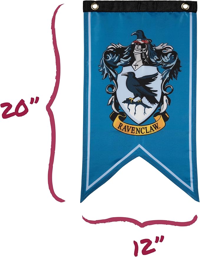 Conquest Journals Harry Potter Wizarding House Banner Flag Set, 12'' x 20'' Polyester Flags, Set of 5 Includes Hogwarts Crest, Gryffindor, Slytherin, Ravenclaw & Hufflepuff Banners, Birthday Party