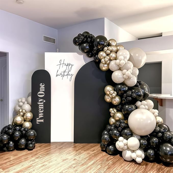Black White Gold Balloons, 12 Inch 35PCS Black and White Balloon with Metallic Gold Confetti Balloons for Graduation New Years Wedding Retirement Bridal Baby Shower Birthday Party Decorations