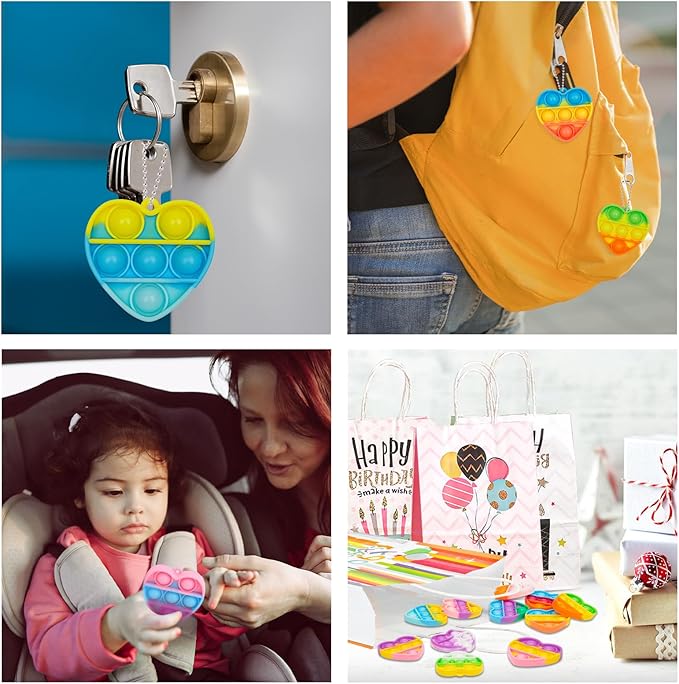 Pop Fidget Toys Bulk Its Valentines Day Gifts for Kids 30 Pack Valentines for Kids Classroom Valentines Day Party Favors Mini Heart Pop Fidget Keychain It Bulk Toys Valentine Goodie Bags Boys Girls