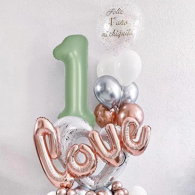 40 Inch Green Number Balloon 4 Olive Green Foil Balloon Sage Green 4 Balloons Mylar Helium Balloon for Birthday Party Decorations Girls Boys Baby Shower Wedding Anniversary Decoration (Number 4)