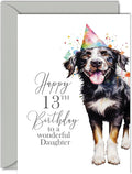 13th Birthday Cards for Daughter - Party Dog - Happy Birthday Card for 13 Year Old Daughter from Mum Dad, 5x7 Inch Bday Girl Girls Teenage Greeting Cards Gift for Daughter Birthday Gifts