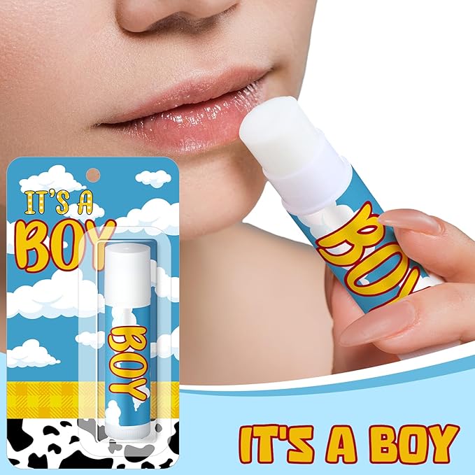 30 Pack It's a Boy Story Baby Shower Games Prizes Party Gifts Bulk Cow Lip Balms Favors for Winners Adults Guests Gender Reveal Favors Decorations Baby Shower Souvenirs Gift Bags Stuffers