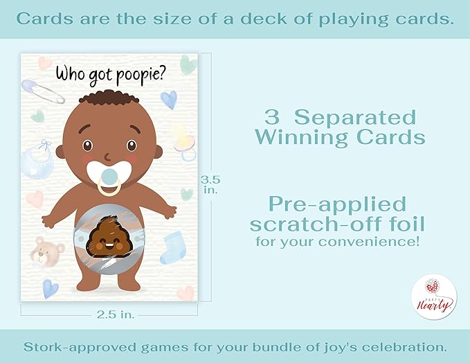 Party Hearty Baby Shower Games for Boy, 33 Poopie Emoji Scratch Off Lottery Tickets, Baby Games Ideas, Scratch Off Game
