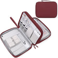 FYY Electronic Organizer, Extra Large Travel Cable Organizer Bag Pouch Portable Waterproof Double Layers All-in-One Storage Bag for iPad, Cable, Power Bank, Laptop Charger for Office/Home, Wine Red