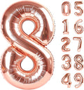 Rose Gold Foil Number 8 Balloon 40 Inch, Helium Mylar Eight Number 8 18 28 38 48 58 80 88 Birthday Balloons, 8th Rose Gold Women Men Wedding Anniversary, Graduations Party Supplies