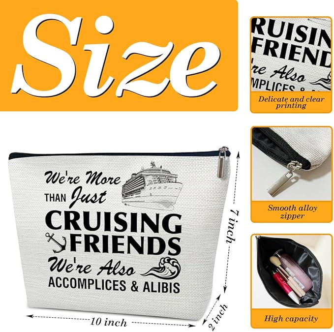 Funny Cruise Makeup Gift Bag, Cruise Lover Summer Vacation Gift, Toiletry Travel Cosmetic Bags With Zipper Organizer For Women Girl Mom Sister Friend