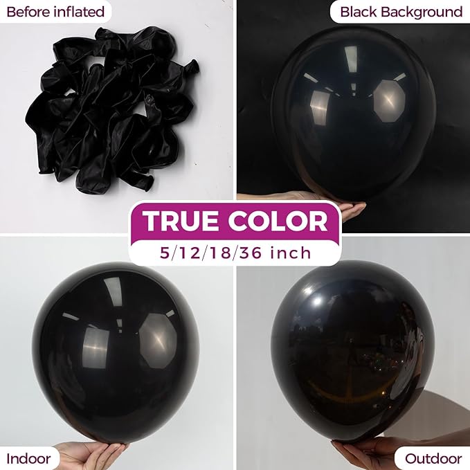 Bezente Black Balloons Latex Party Balloons - 150 Pack 5 inch Matte Black Helium Balloons for Black Themed Birthday Graduation Bridal Shower Halloween Party Decorations