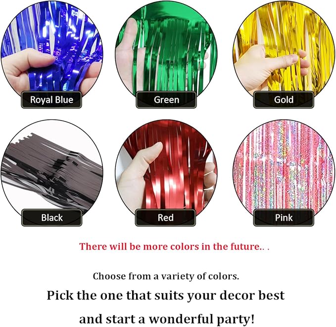 3 Pack Gold Total 30 Feet Foil Fringe Garland Metallic Tinsel Banner Wall Hanging Drapes Parade Float Skirting Decorations for Trailer Mardi Gras Party Birthday Wedding Baby Shower (Gold)