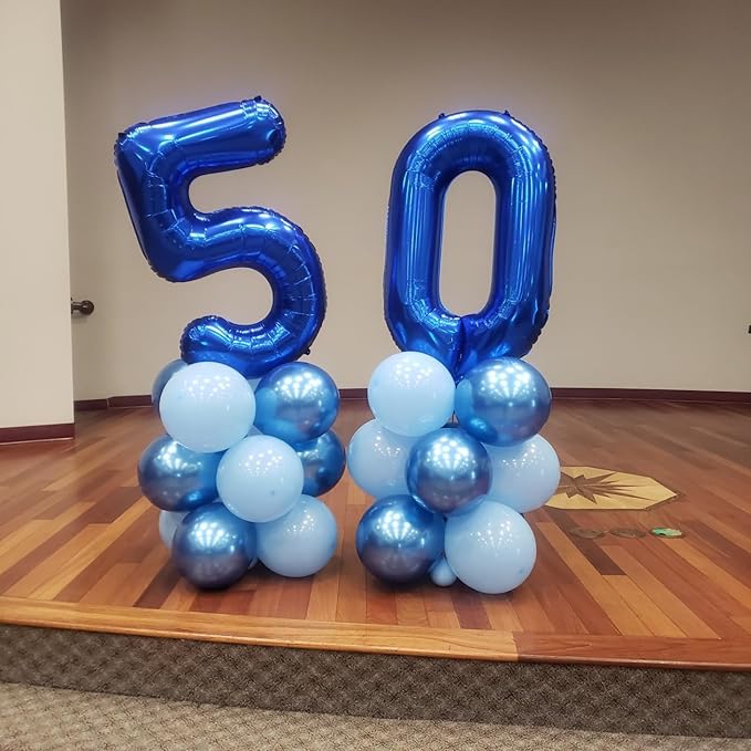 Blue Number Balloons for Birthday Party Decoration, 40 Inch Foil Number 0 Ballon for 0, 10, 20, 100, 2026 Celebration, Birthday, Baby Shower, Anniversary Decor