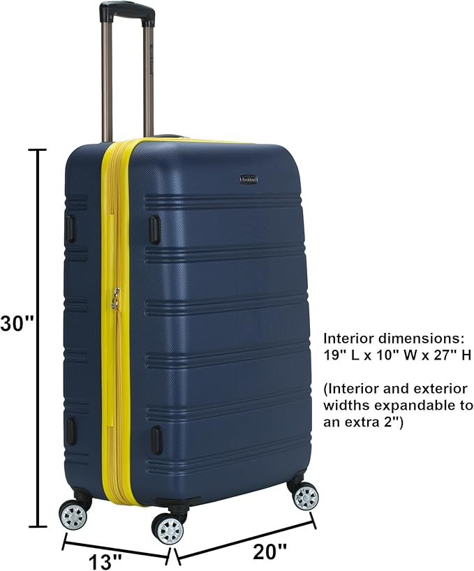Rockland Melbourne Hardside Expandable Spinner Wheel Luggage, Checked Large 28", Purple