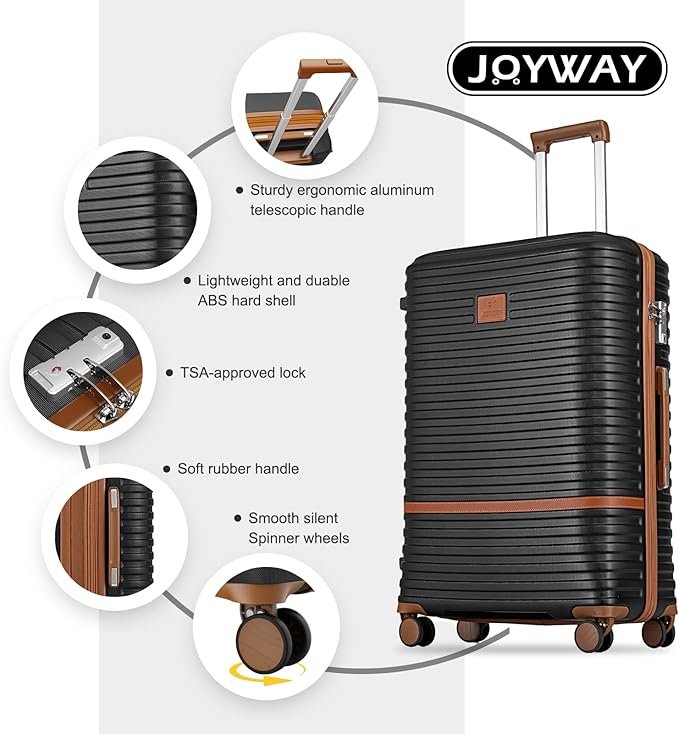 Joyway 28 Inch Large Luggage Hardside Suitcase with Spinner Wheel, Lightweight 3 Piece Suitcase Set with TSA Lock