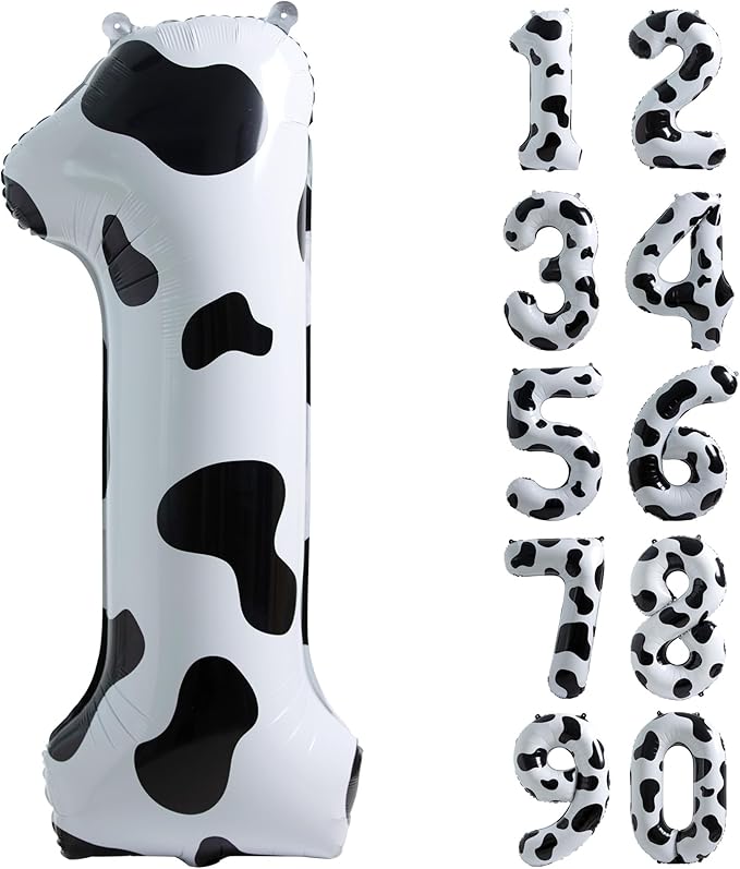 Cow Print Balloon Birthday Decorations Supplies,40 inch Number 1 Balloon | Cowgirl Theme Number Balloons for 1st Birthday Party | Farm Barn Decor for kids