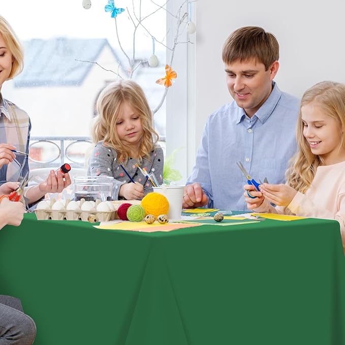 3Pcs Green Tablecloths for Rectangle Tables,Disposable Plastic Table Cloth,Waterproof Green Table Cover for Graduation Birthdays Weddings Anniversary Party Decorations,54 x 108 Inch