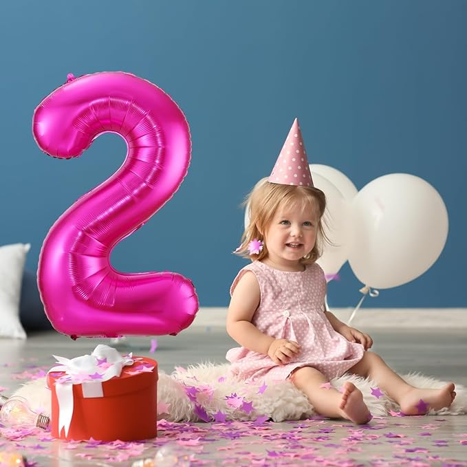 Hot Pink 6 Balloon,40 Inch Number 6 Balloon,6 Birthday Balloon Decorations, Foil Mylar Helium 6 Balloon Number for Birthday Party Decorations