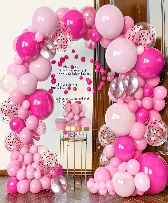 300 Pcs Pink Balloons 12 Inch Different Shades of Pink Party Balloon Set, Suitable for Wedding, Graduation, Birthday Party Various Event Decorations