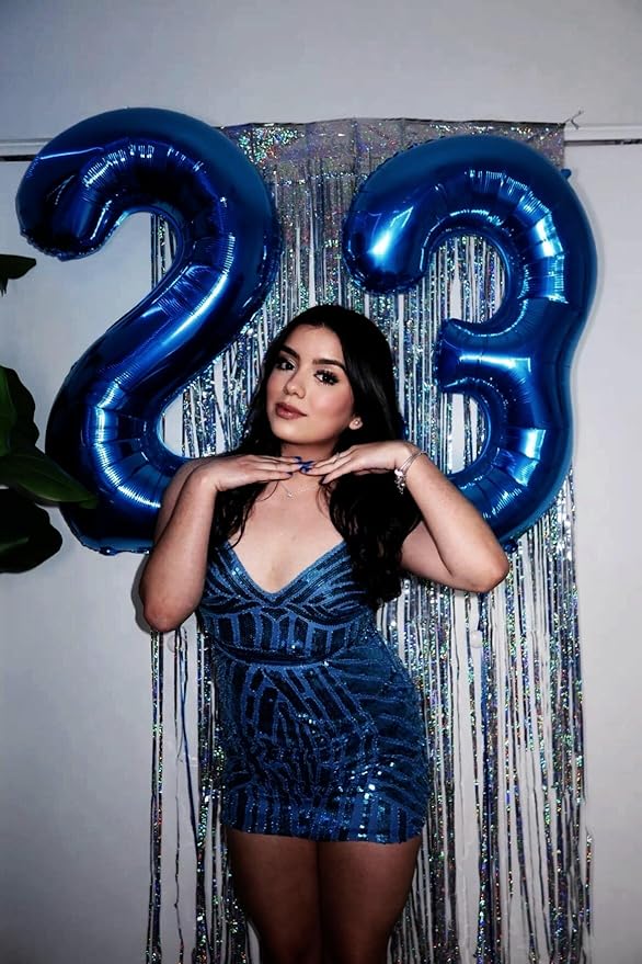 Large 40 Inch Night Blue 3 Number Balloon, 3 13 23 30 33 36 38 Night Blue Birthday Party Decorations, Numbers Three Foil Balloons for Anniversary Party Graduations Celebration Supplies