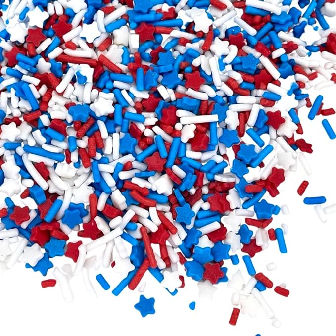 Sprinkles | Patriotic sprinkles | Red white and blue sprinkles | American sprinkles | Cookie sprinkles | July 4th sprinkles | Manvscakes | Chocolate,Potato | Non Toxic