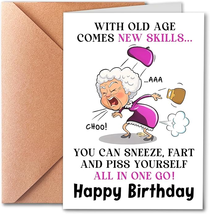 Funny Birthday Card for Old Women, Ladies, Unisex-Adults, 50th, 60th, 70th Birthday, Greeting Card