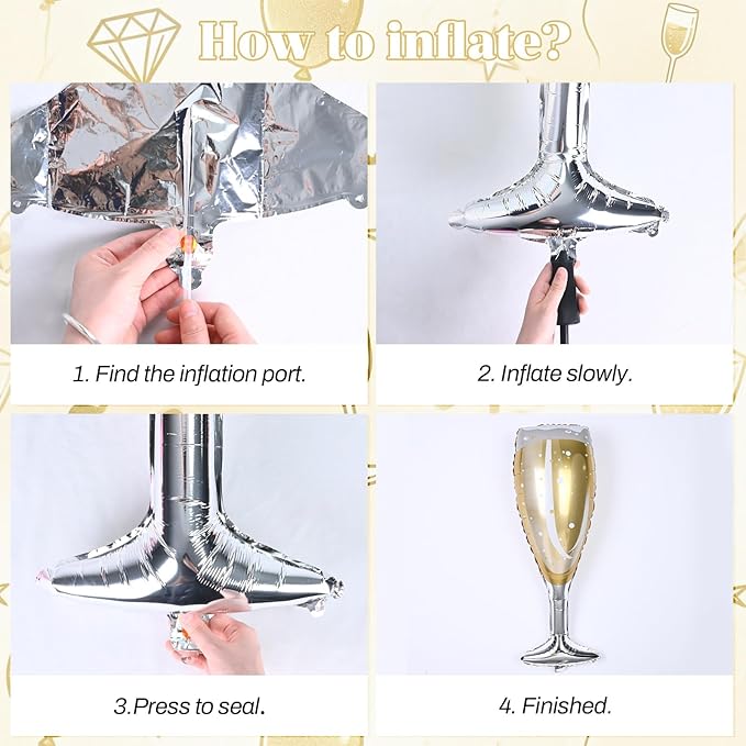 Champagne Balloons, Bachelorette Party Balloons with Champagne Bottle Glass Foil Balloon Rose Gold Pearl Pink Cream Heart Balloon for Engagement Birthday Bridal Shower Wedding Anniversary Decorations