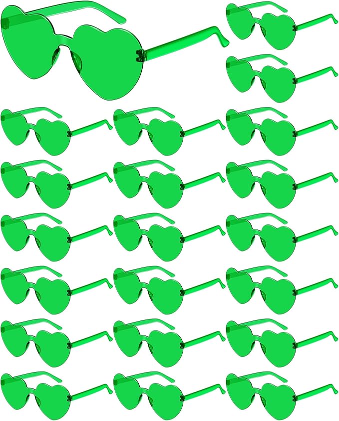 Frienda 20 Pairs Heart Shaped Sunglasses Rimless Candy Color Glasses for Women Men Party Favor