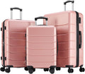 NEWBULIG Suitcases Spinner Wheels Lightweight Expandable Travel Hard Shell Luggage with TSA Lock, Pink, 3-PCS Set (20/24/28 Inch)