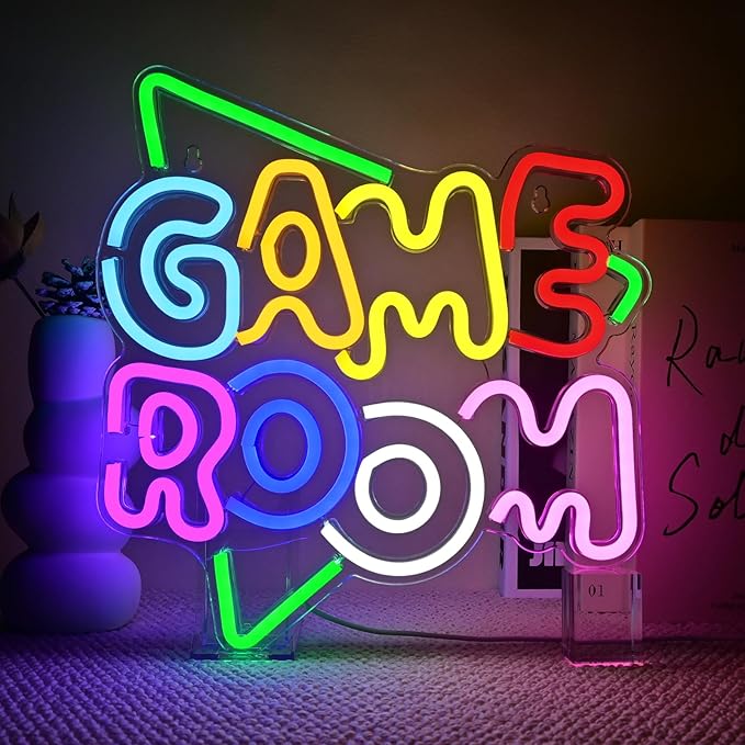 Gameneon Green Game Room Neon Sign Gaming Led Signs for Gamer Room Decor Dimmable Gaming Neon Led Wall Art Gamer Gifts for Men, Teen Boys, Kids, Birthday Party Decorations Usb Powered 16.14"X10.24"