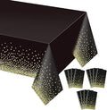 Gexolenu 12 Pack Black and Gold Disposable Plastic Tablecloth for Rectangle Tables(54" x 108"), Disposable Waterproof Party Table Cover for Birthday, Graduation, Gold Table Cloths Party Supplies