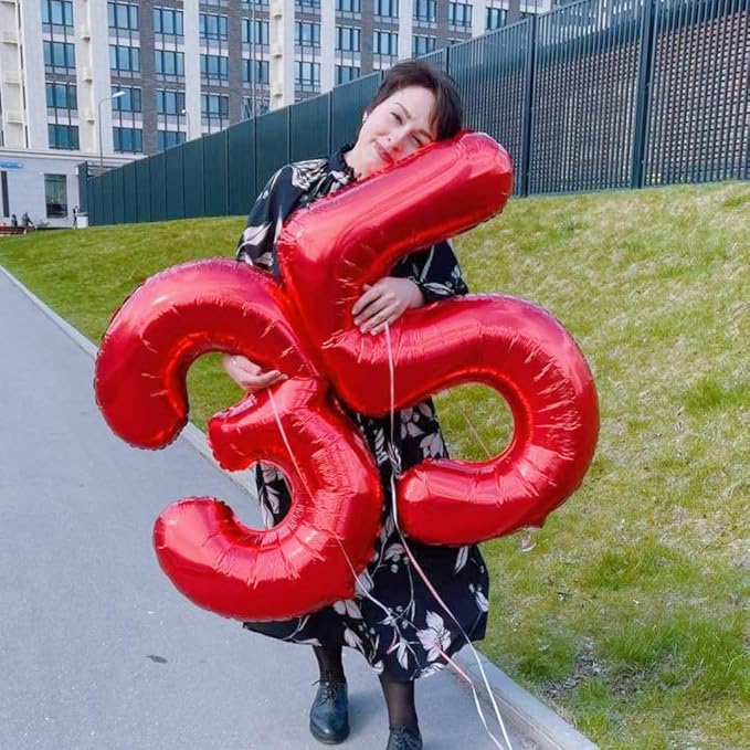 Number 50 Balloons, 40 Inch Balloons for Woman Man 50th Red Birthday Party Decoration, Foil Number Ballon for 50 Valentine's Day, Anniversary, Bridal Shower, Graduation