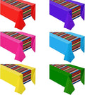 Oudain 6 Pcs Fiesta Tablecloth 108 x 54 Inch Plastic Tablecover Waterproof Mexican Tablecloth Mexican Striped Table Cover for Taco Night Festive Fiesta Wedding (Bright Color)