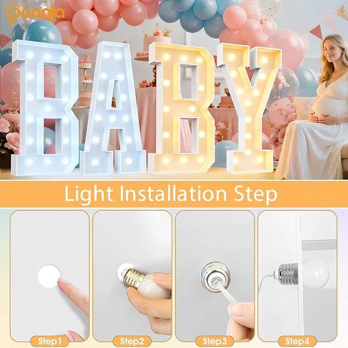 Pooqla 4 FT Light Up Marquee Letters, Giant Mosaic Letter Cool White and Warm White LED, Large Lighted Alphabet Lights for Balloons Birthday Party Anniversary Wedding Decorations, Letter Z