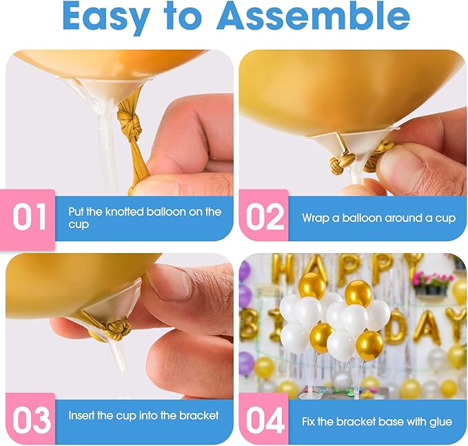 30 Sets Balloon Stand Kits, Balloon Sticks Holder with Base for Table Graduation Birthday Baby Shower Gender Reveal Party Decorations