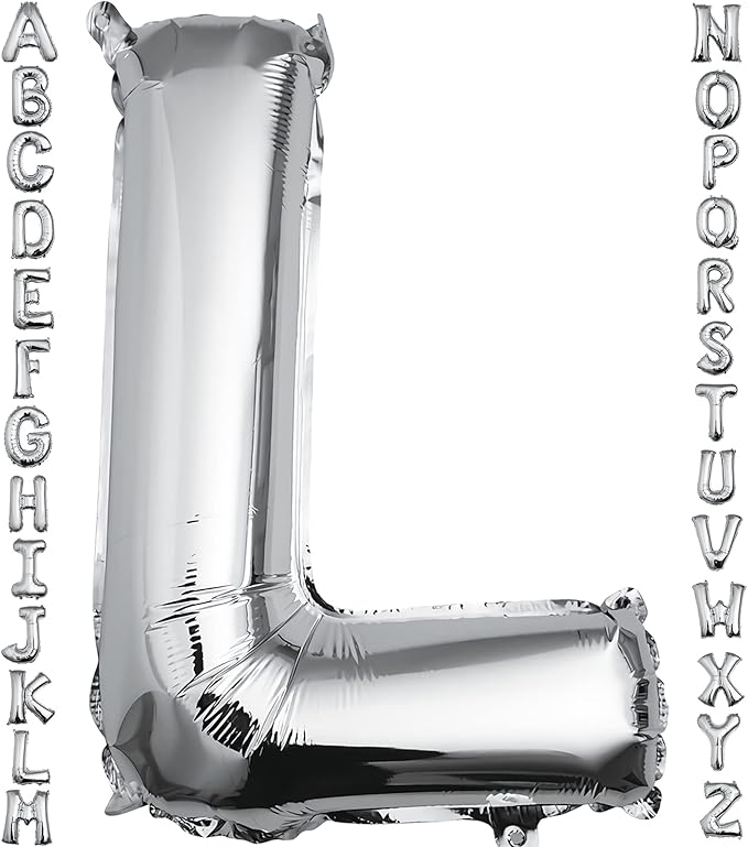 40 inch Silver Letter L Balloon, Big Size Alphabet Foil Mylar Helium Balloons for Birthday Party Celebration Wedding Anniversary Baby Shower Decorations Supplies Alphabet L