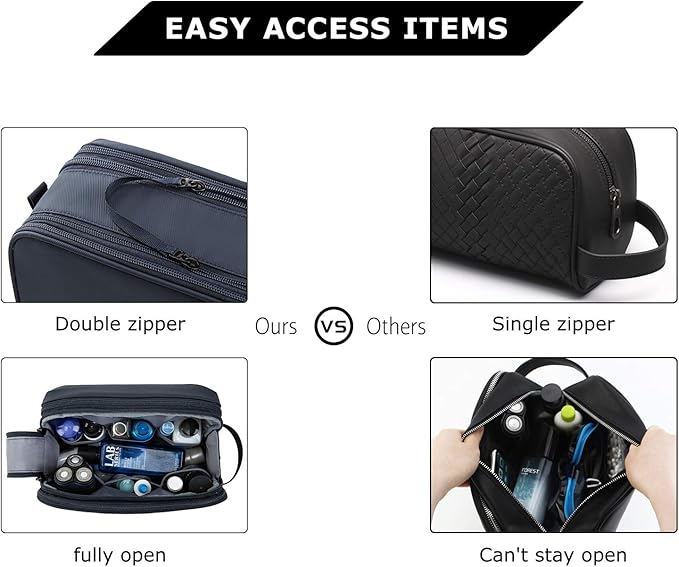 BAGSMART Toiletry Bag for Men, Travel Toiletry Organizer Dopp Kit Water-resistant Shaving Bag for Toiletries Accessories, Door Room Essentials,Navy Blue-medium